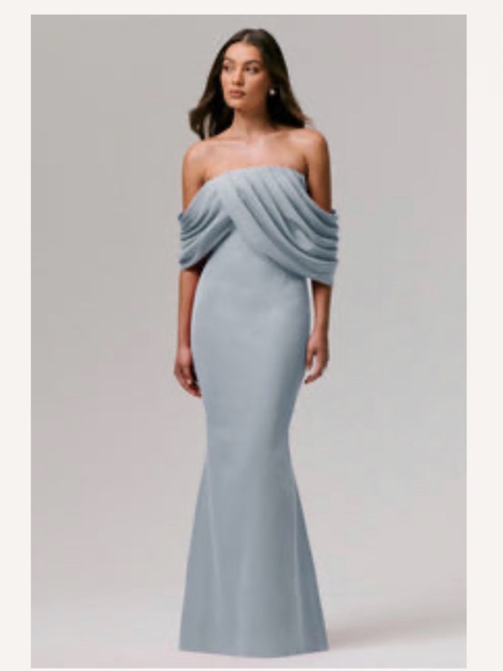 Strapless Draped Light Blue Evening Dress